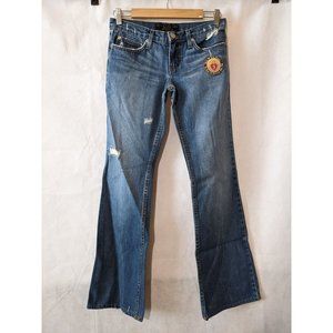 Juicy Couture Blue Medium Wash Cotton Distressed Flare Leg Denim Jeans Size 26